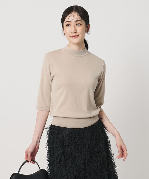 UNITED ARROWS(ユナイテッドアローズ)の「5分袖 ミニ ハイネック ニット ‐ウォッシャブル‐(ニット/セーター・レディース・ブラック/ダークブラウン/ナチュラル・FREE)」の3枚目の写真