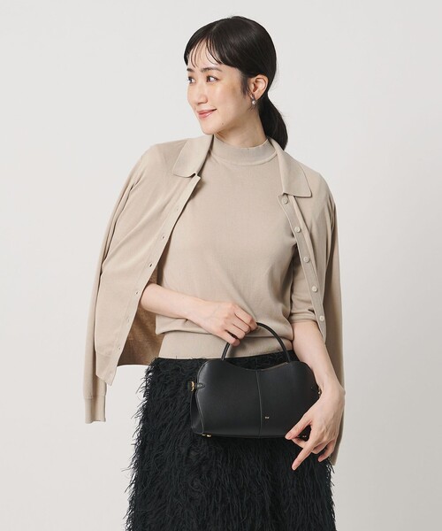 UNITED ARROWS(ユナイテッドアローズ)の「5分袖 ミニ ハイネック ニット ‐ウォッシャブル‐(ニット/セーター・レディース・ブラック/ダークブラウン/ナチュラル・FREE)」の7枚目の写真