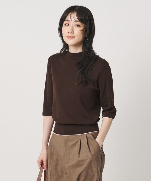 UNITED ARROWS(ユナイテッドアローズ)の「5分袖 ミニ ハイネック ニット ‐ウォッシャブル‐(ニット/セーター・レディース・ブラック/ダークブラウン/ナチュラル・FREE)」の5枚目の写真