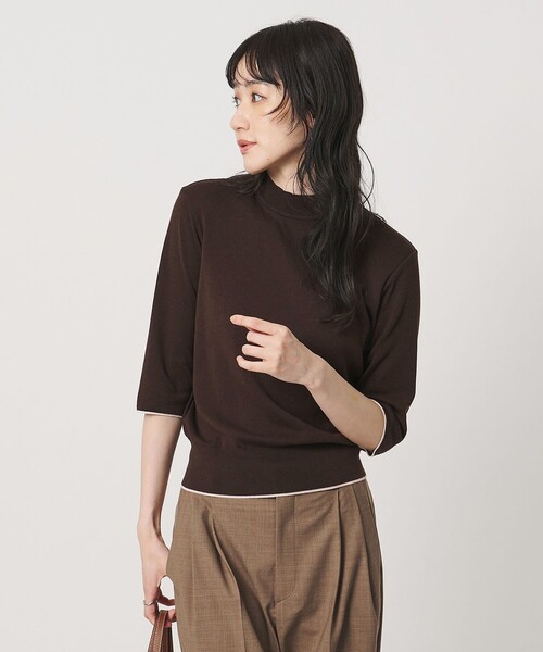 UNITED ARROWS(ユナイテッドアローズ)の「5分袖 ミニ ハイネック ニット ‐ウォッシャブル‐(ニット/セーター・レディース・ブラック/ダークブラウン/ナチュラル・FREE)」の6枚目の写真