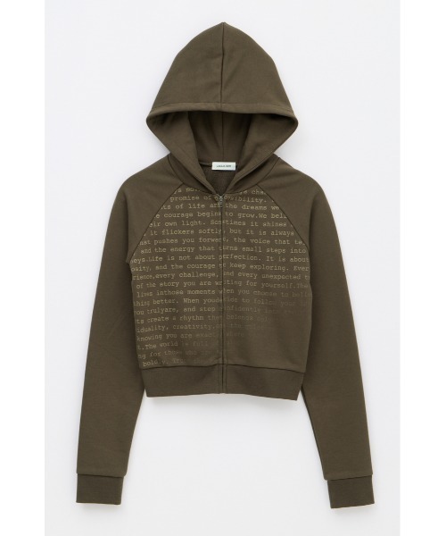 LAGUA GEM(ラグアジェム)の「TYPOGRAPHY ZIP フーディ(パーカー・レディース・アイボリー/カーキ/ブラック・FREE)」の3枚目の写真