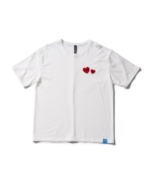 wjk（ダヴルジェイケイ）の「2-heart patch cool touch S/S（Tシャツ/カットソー・メンズ・ブラック×ピンク/ホワイト×ピンク/ブルー系その他/ホワイト×レッド・MEDIUM/SMALL/X-LARGE/LARGE）」の14枚目の写真