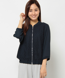 ikka | 8分袖レース切り替えブルゾン(ブルゾン)