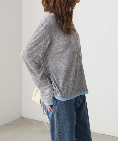 BONLECILL(ボンルシール)の「配色ヘンリーネックロンT(Tシャツ/カットソー・レディース・ブラウン/オフホワイト/ブルー/グレー・FREE)」の18枚目の写真