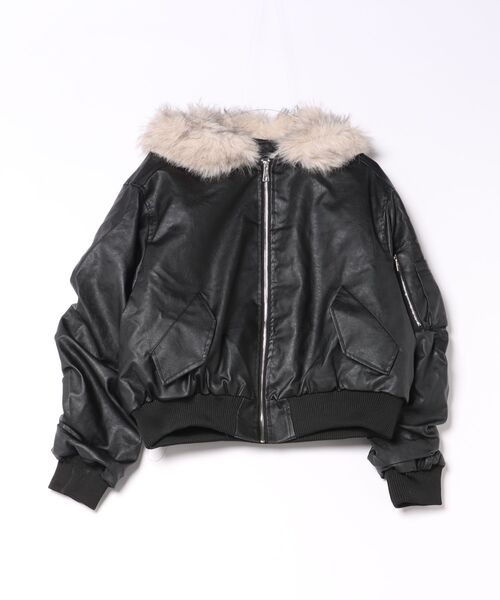 Ritzy(リッツィー)の「フェイクレザー エコファー 裏ボアブルゾン ジャケット(その他アウター・レディース・ワイン/ブラック・M/L)」の8枚目の写真
