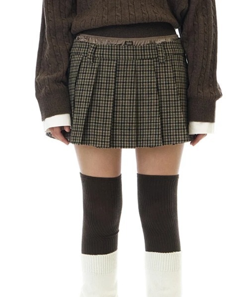 GRVRGROVE(グローブ)の「HAZE CHECK SKIRT(スカート・レディース・グレー/ベージュ・MEDIUM/SMALL)」の2枚目の写真