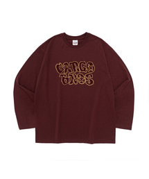 ヴィンテージバブルレタリングロングスリーブTシャツ(ワイン)
