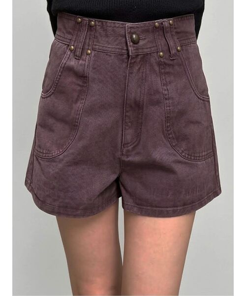 MURUA(ムルーア)の「【セットアップ対応】ウォッシュショートパンツ 秋服(その他パンツ・レディース・パープル/カーキ・1/2)」の1枚目の写真