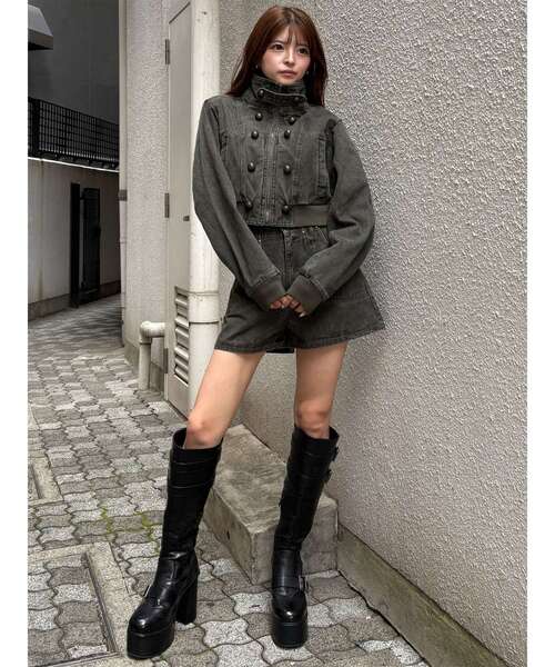 MURUA(ムルーア)の「【セットアップ対応】ウォッシュショートパンツ 秋服(その他パンツ・レディース・パープル/カーキ・1/2)」の8枚目の写真