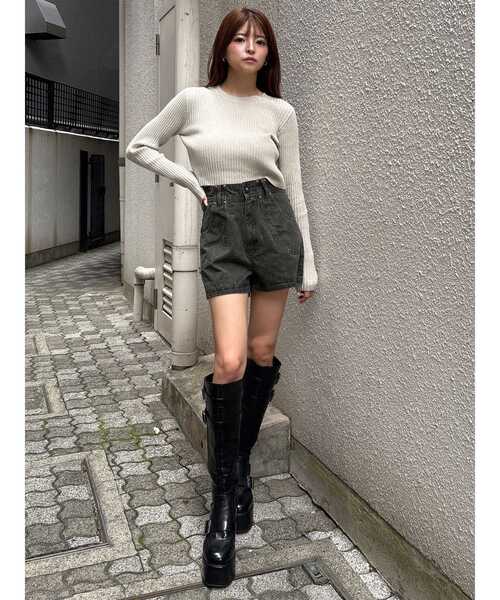 MURUA(ムルーア)の「【セットアップ対応】ウォッシュショートパンツ 秋服(その他パンツ・レディース・パープル/カーキ・1/2)」の15枚目の写真