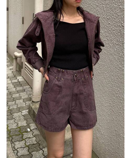 MURUA(ムルーア)の「【セットアップ対応】ウォッシュショートパンツ 秋服(その他パンツ・レディース・パープル/カーキ・1/2)」の22枚目の写真