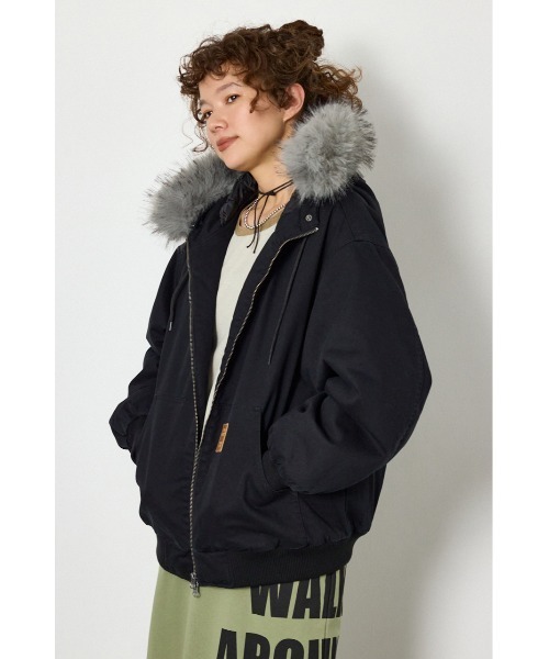 RODEO CROWNS WIDE BOWL(ロデオクラウンズワイドボウル)の「FUR HOODED ワークジャケット(その他アウター・レディース・ベージュ系その他/ブラウン系その他/ブルー/ブラック・LARGE/MEDIUM)」の1枚目の写真