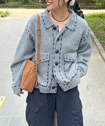 CPCM（シーピーシーエム）の「モヘアタッチステッチニットシャツ（カーディガン/ボレロ）」