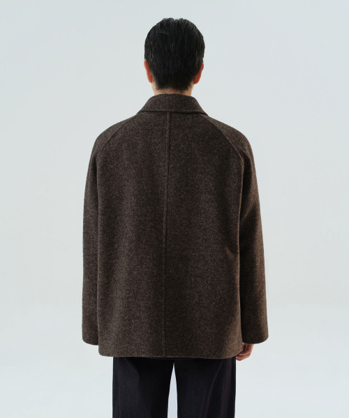 MUSINSA STANDARD（ムシンサスタンダード）の「ウールブレンドツイルツイードハーフバルマカンコート[ブラウン]（ダッフルコート・メンズ・その他・MEDIUM/LARGE/X-LARGE/2XL）」の3枚目の写真