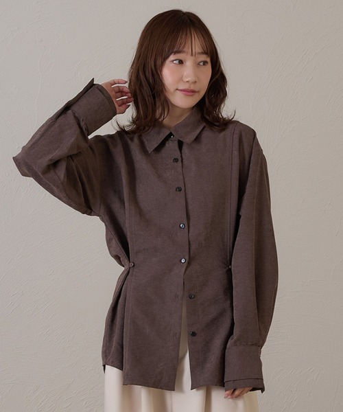 raffime(ラフィミー)の「【Raffime】ピーチスキンボタンデザインシャツ(シャツ/ブラウス・レディース・ピンク/ブラウン/ベージュ・フリー)」の2枚目の写真