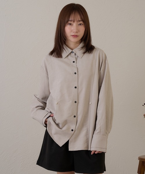 raffime(ラフィミー)の「【Raffime】ピーチスキンボタンデザインシャツ(シャツ/ブラウス・レディース・ピンク/ブラウン/ベージュ・フリー)」の14枚目の写真