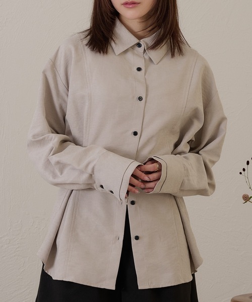 raffime(ラフィミー)の「【Raffime】ピーチスキンボタンデザインシャツ(シャツ/ブラウス・レディース・ピンク/ブラウン/ベージュ・フリー)」の4枚目の写真