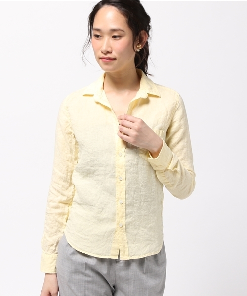 KATHARINE HAMNETT ladies(キャサリンハムネットレディース)の「OVERDYE SHIRT / オーバーダイシャツ リネンシャツ(シャツ/ブラウス・レディース・ホワイト/ネイビー/イエロー・FREE)」の15枚目の写真