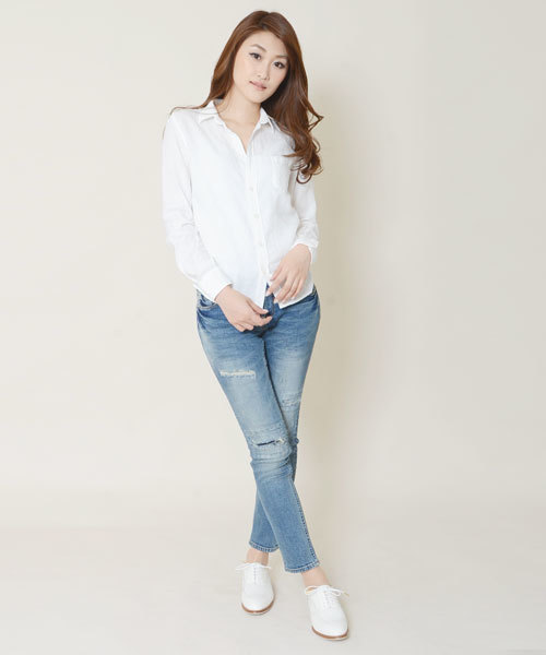 KATHARINE HAMNETT ladies(キャサリンハムネットレディース)の「OVERDYE SHIRT / オーバーダイシャツ リネンシャツ(シャツ/ブラウス・レディース・ホワイト/ネイビー/イエロー・FREE)」の13枚目の写真
