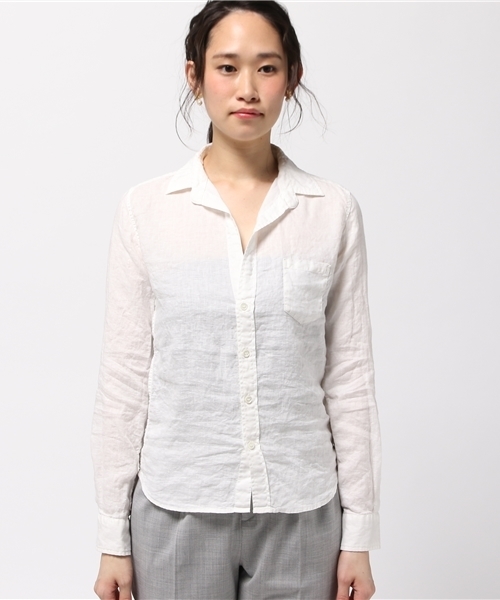 KATHARINE HAMNETT ladies(キャサリンハムネットレディース)の「OVERDYE SHIRT / オーバーダイシャツ リネンシャツ(シャツ/ブラウス・レディース・ホワイト/ネイビー/イエロー・FREE)」の11枚目の写真