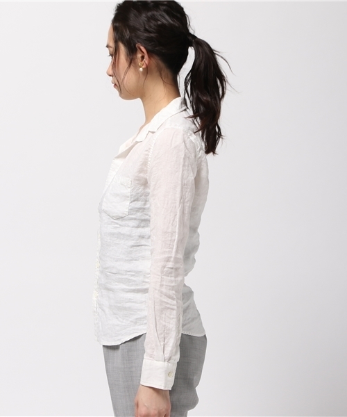KATHARINE HAMNETT ladies(キャサリンハムネットレディース)の「OVERDYE SHIRT / オーバーダイシャツ リネンシャツ(シャツ/ブラウス・レディース・ホワイト/ネイビー/イエロー・FREE)」の10枚目の写真