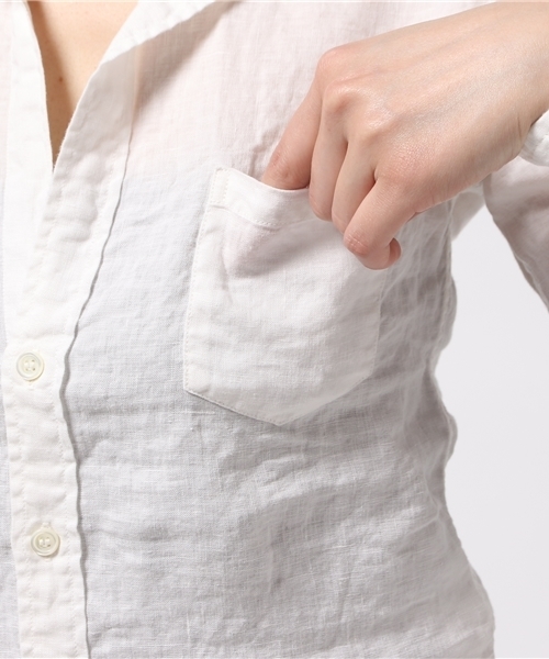 KATHARINE HAMNETT ladies(キャサリンハムネットレディース)の「OVERDYE SHIRT / オーバーダイシャツ リネンシャツ(シャツ/ブラウス・レディース・ホワイト/ネイビー/イエロー・FREE)」の6枚目の写真