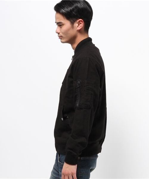 Denime（ドゥニーム）の「コットンリネン MA-1（MA-1・メンズ・カーキ/ブラック・LARGE/MEDIUM）」の3枚目の写真