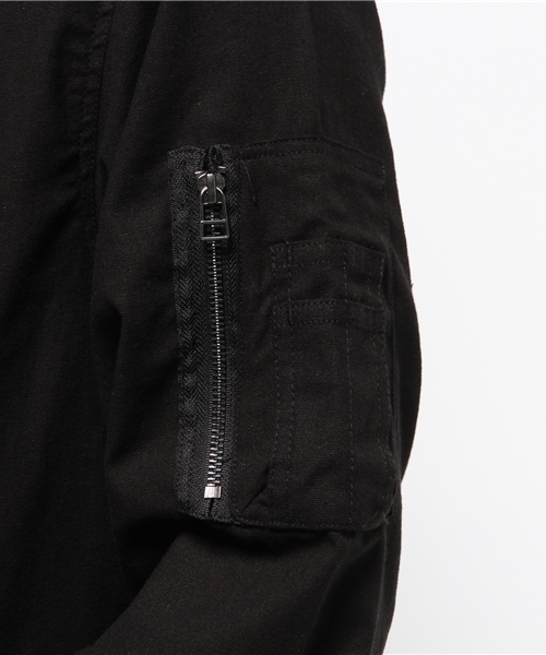 Denime（ドゥニーム）の「コットンリネン MA-1（MA-1・メンズ・カーキ/ブラック・LARGE/MEDIUM）」の8枚目の写真