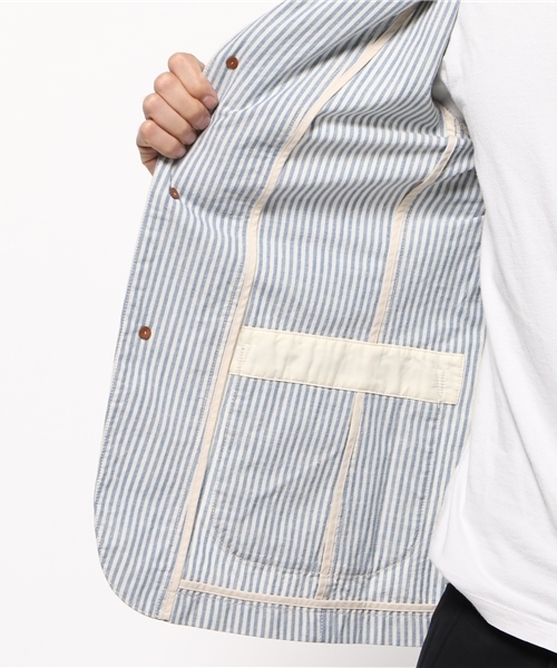 GRAND GLOBAL（グランドグローバル）の「GRAND　GLOBAL　/　ワークジャケット（カバーオール・メンズ・ストライプ/チェック/オフホワイト・38/40）」の5枚目の写真