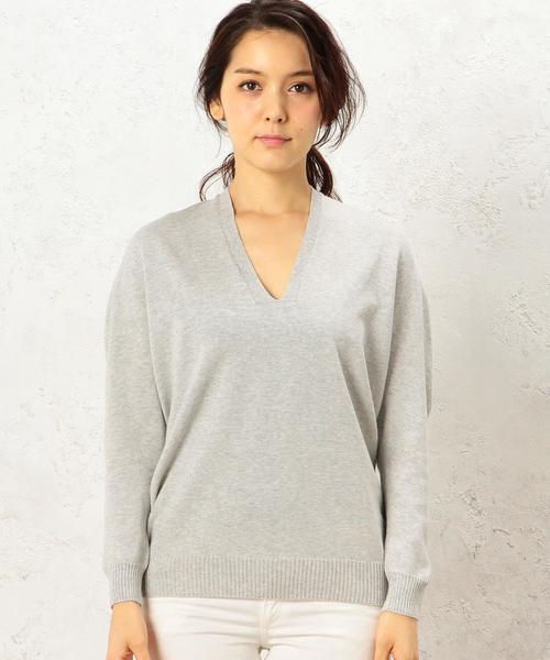 green label relaxing(グリーンレーベルリラクシング)の「CF H/Wash C リッタイ V/N PO ニット◆(ニット/セーター・レディース・オフホワイト/ライトグレー/モカ・FREE)」の5枚目の写真