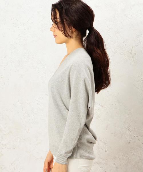 green label relaxing(グリーンレーベルリラクシング)の「CF H/Wash C リッタイ V/N PO ニット◆(ニット/セーター・レディース・オフホワイト/ライトグレー/モカ・FREE)」の6枚目の写真