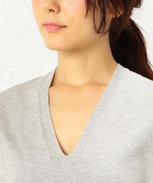 green label relaxing(グリーンレーベルリラクシング)の「CF H/Wash C リッタイ V/N PO ニット◆(ニット/セーター・レディース・オフホワイト/ライトグレー/モカ・FREE)」の8枚目の写真