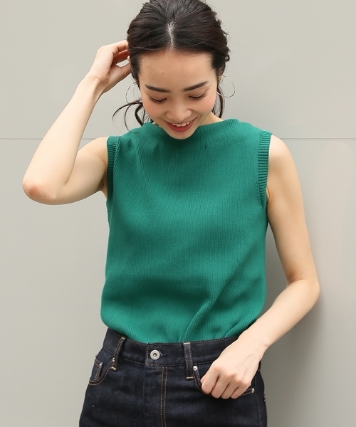 A part by（アパートバイ）の「【In Red6月号掲載】14GCPホソリブボートネックNS　718932 （ニット/セーター・レディース・サックスブルー/ホワイト/グリーン/ブラック・FREE）」の4枚目の写真