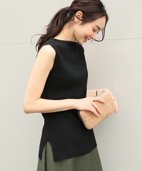 A part by（アパートバイ）の「【In Red6月号掲載】14GCPホソリブボートネックNS　718932 （ニット/セーター・レディース・サックスブルー/ホワイト/グリーン/ブラック・FREE）」の3枚目の写真