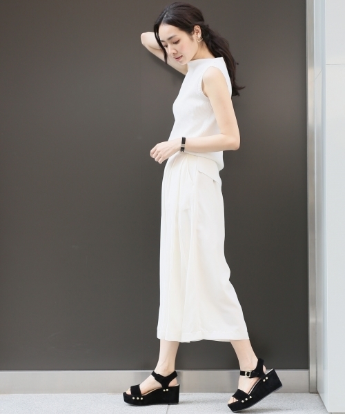 A part by（アパートバイ）の「【In Red6月号掲載】14GCPホソリブボートネックNS　718932 （ニット/セーター・レディース・サックスブルー/ホワイト/グリーン/ブラック・FREE）」の6枚目の写真