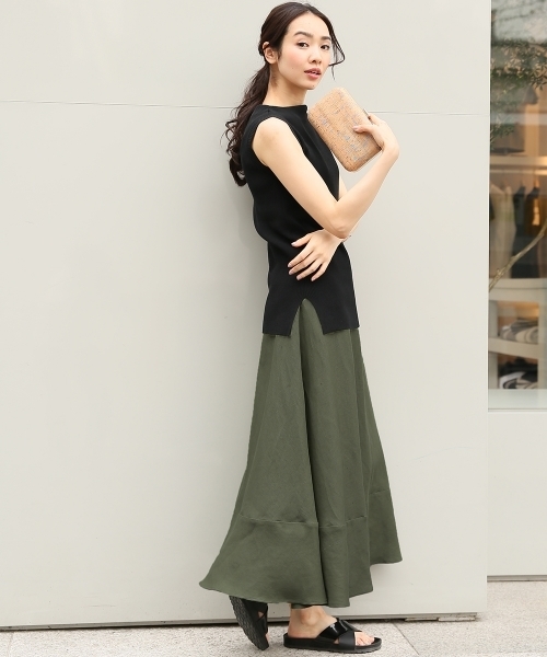 A part by（アパートバイ）の「【In Red6月号掲載】14GCPホソリブボートネックNS　718932 （ニット/セーター・レディース・サックスブルー/ホワイト/グリーン/ブラック・FREE）」の7枚目の写真