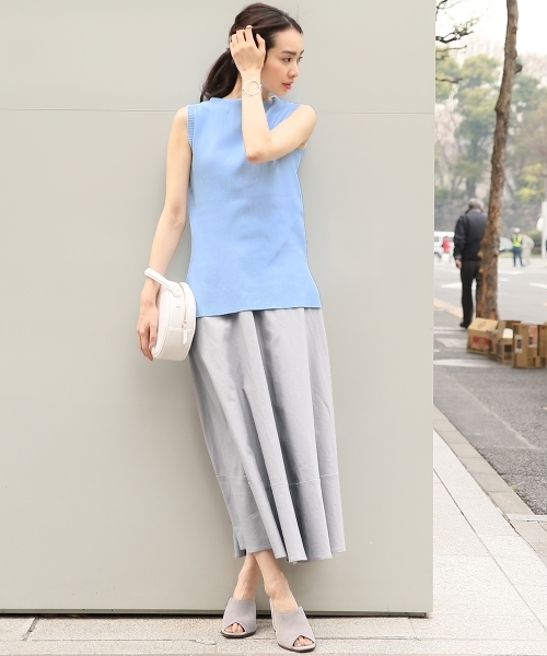 A part by（アパートバイ）の「【In Red6月号掲載】14GCPホソリブボートネックNS　718932 （ニット/セーター・レディース・サックスブルー/ホワイト/グリーン/ブラック・FREE）」の10枚目の写真