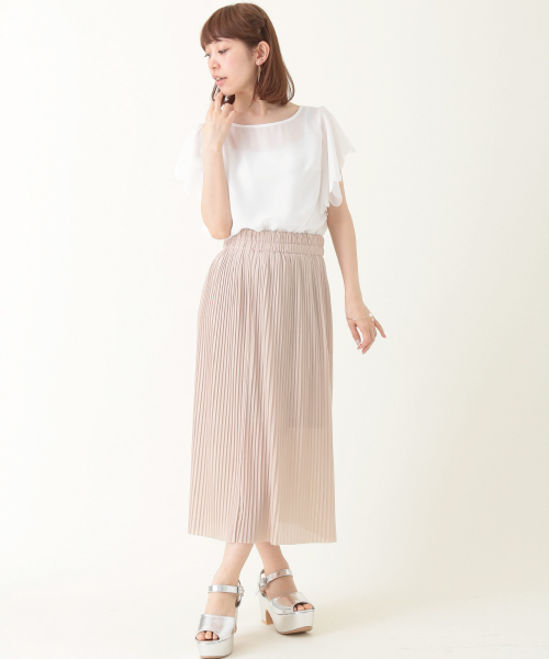 earth music&ecology（アースミュージックアンドエコロジー）の「【2016Summer】カットプリーツスカート（スカート・レディース・ベージュ/オレンジ/ブラック/カーキ・FREE）」の3枚目の写真