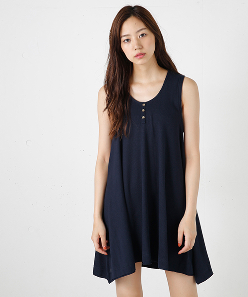 MOUSSY（マウジー）の「THERMAL FLARE N/S OPJ（ワンピース・レディース・カーキ/トップグレー/ネイビー/ホワイト・FREE）」の4枚目の写真