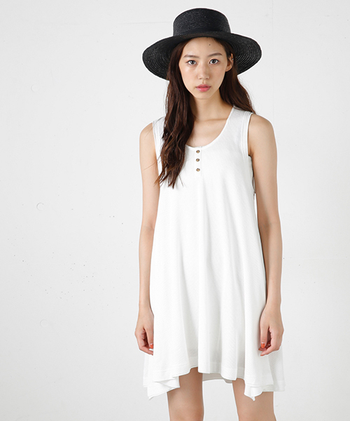 MOUSSY（マウジー）の「THERMAL FLARE N/S OPJ（ワンピース・レディース・カーキ/トップグレー/ネイビー/ホワイト・FREE）」の2枚目の写真