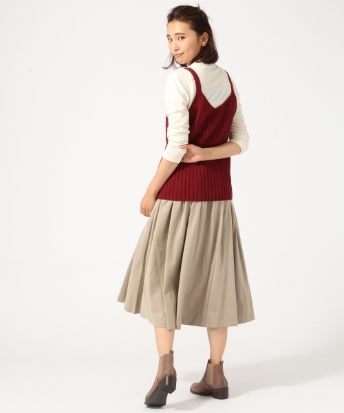 GLOBAL WORK(グローバルワーク)の「フェイクレザータックスカート/725060(スカート・レディース・ブラック/ライトグレー・MEDIUM/LARGE)」の4枚目の写真