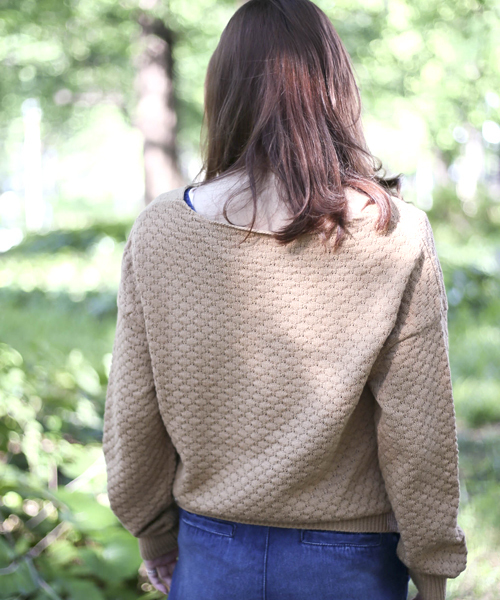 Denime（ドゥニーム）の「ポップコーンVネックニット（ニット/セーター・レディース・ベージュ/グレー/ワイン・FREE）」の5枚目の写真