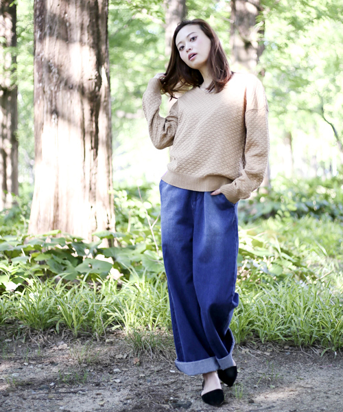 Denime（ドゥニーム）の「ポップコーンVネックニット（ニット/セーター・レディース・ベージュ/グレー/ワイン・FREE）」の6枚目の写真