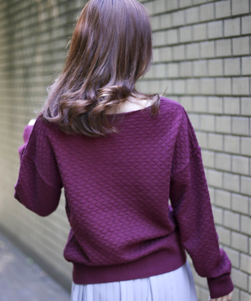 Denime（ドゥニーム）の「ポップコーンVネックニット（ニット/セーター・レディース・ベージュ/グレー/ワイン・FREE）」の8枚目の写真