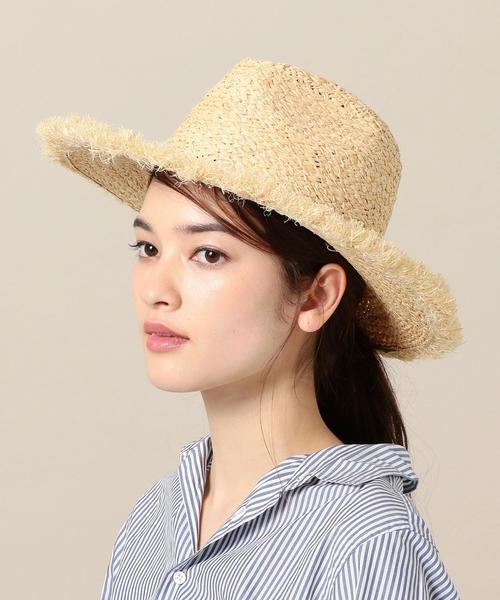 BEAUTY&YOUTH UNITED ARROWS（ビューティーアンドユースユナイテッドアローズ）の「BY フリンジラフィアハット ◆（ハット・レディース・ベージュ/ダークブラウン・FREE）」の2枚目の写真
