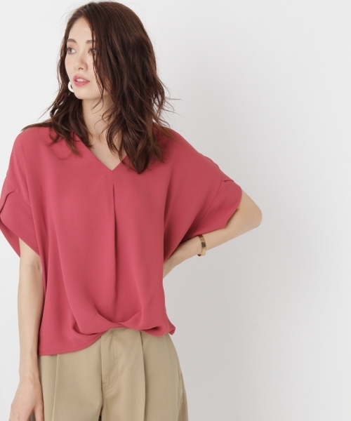 Andemiu（アンデミュウ）の「スソタックムジガラショートスリーブ752364（シャツ/ブラウス・レディース・ホワイト/ピンク/ブルー/グレー/レッド/ブラック・FREE）」の6枚目の写真