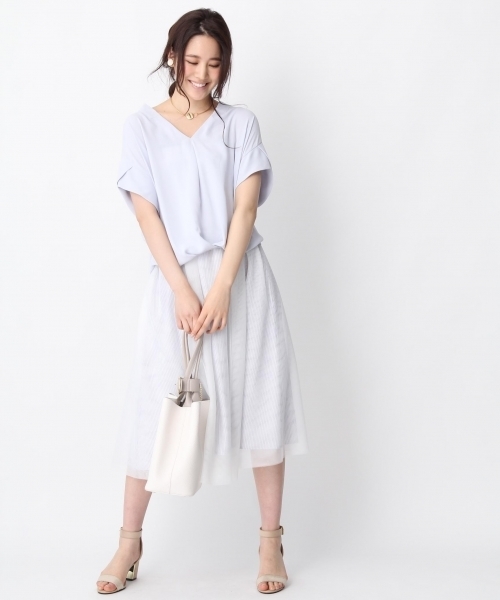 Andemiu（アンデミュウ）の「スソタックムジガラショートスリーブ752364（シャツ/ブラウス・レディース・ホワイト/ピンク/ブルー/グレー/レッド/ブラック・FREE）」の12枚目の写真