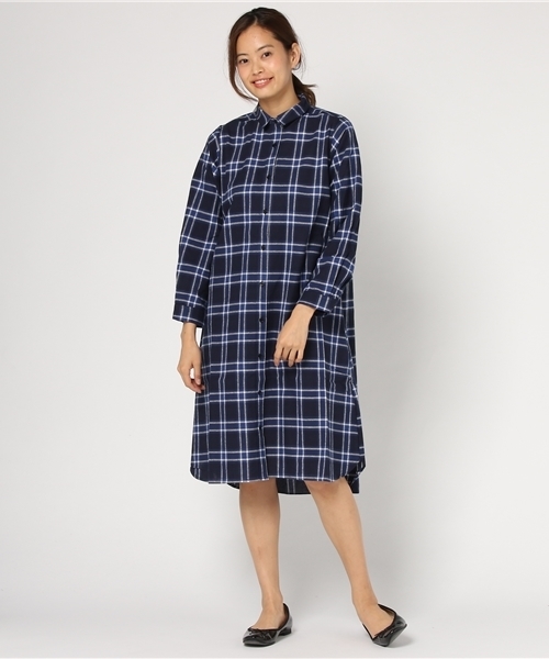 Samansa Mos2 サマンサ モスモス の 先染めチェックシャツワンピース シャツワンピース Wear