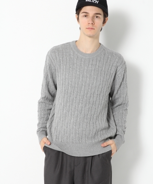 GLOBAL WORK（グローバルワーク）の「7ゲージCNWケーブルニットプルオーバー/767750（ニット/セーター・メンズ・ホワイト/ネイビー/レッド/イエロー/ブラック/グレー・LARGE/MEDIUM/SMALL/X-LARGE）」の3枚目の写真