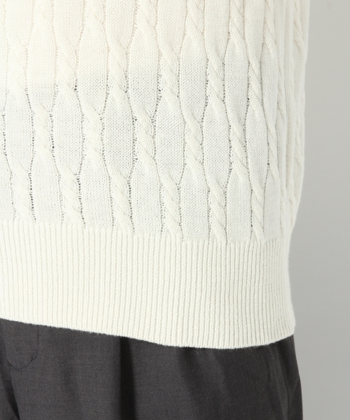 GLOBAL WORK（グローバルワーク）の「7ゲージCNWケーブルニットプルオーバー/767750（ニット/セーター・メンズ・ホワイト/ネイビー/レッド/イエロー/ブラック/グレー・LARGE/MEDIUM/SMALL/X-LARGE）」の13枚目の写真